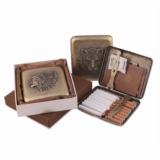 Cigarette Case with Gift Box for 20pcs Vintage Metal Cigarette Box Cigarette Case