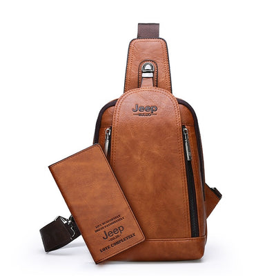 Messenger Shoulder Bags Men's Large Capacity Sling Crossbody Bag Solid Men Leather Bag JEEP BULUO Brand