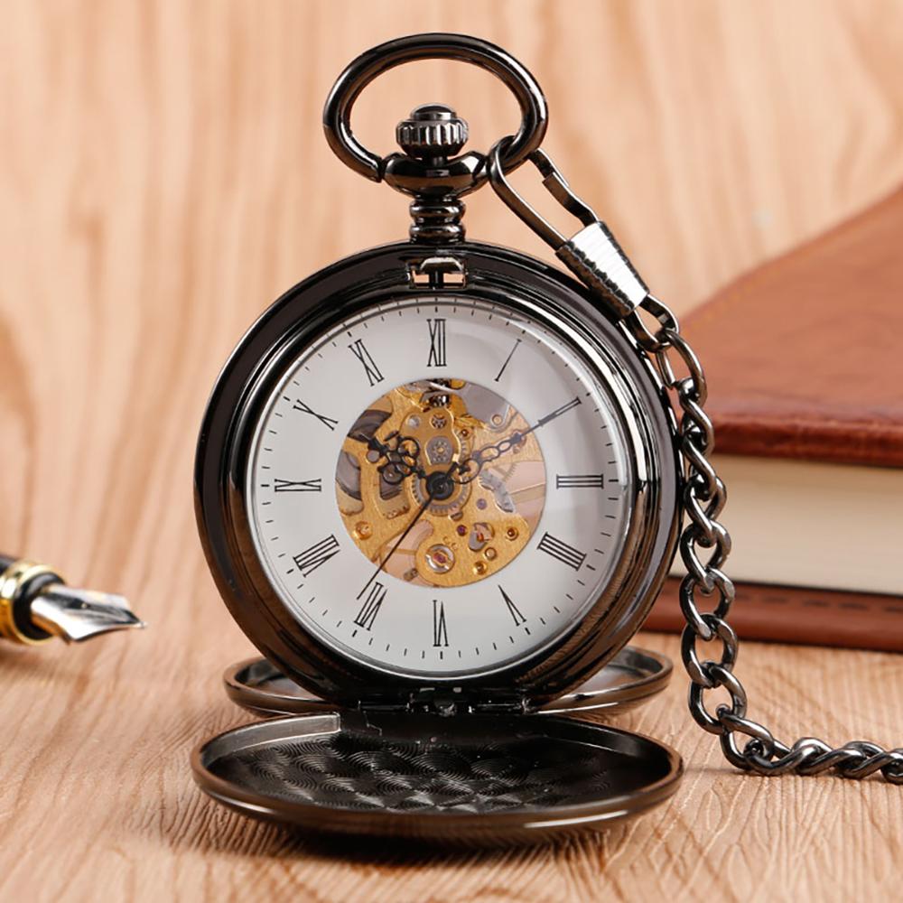 Mechanical Pocket Watch Full Gold Color Men Women Stylish Retro FOB Hand Wind Double Hunter