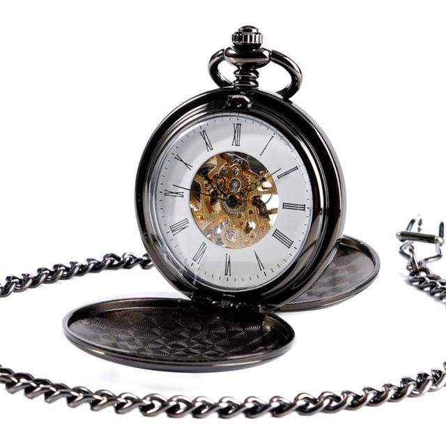 Mechanical Pocket Watch Full Gold Color Men Women Stylish Retro FOB Hand Wind Double Hunter