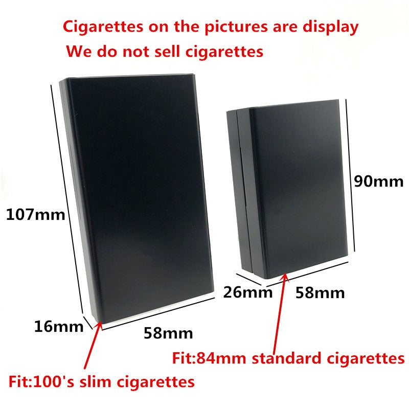 aluminium alloy black cigarette case for girl boy 20 metal cigarette boxes