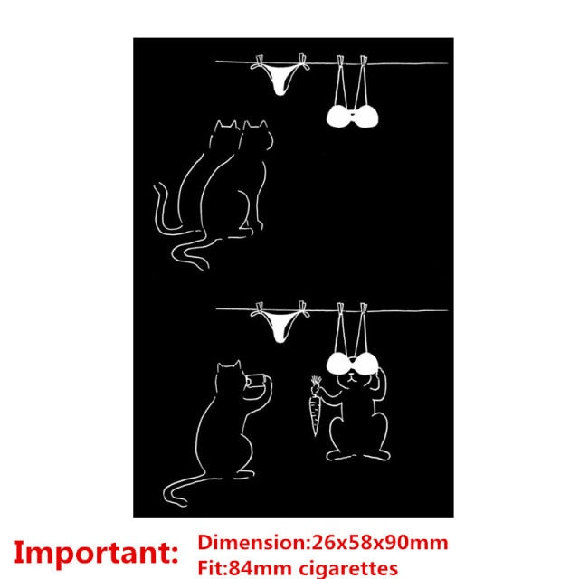 aluminium alloy black cigarette case for girl boy 20 metal cigarette boxes funny cats(84-88mm)