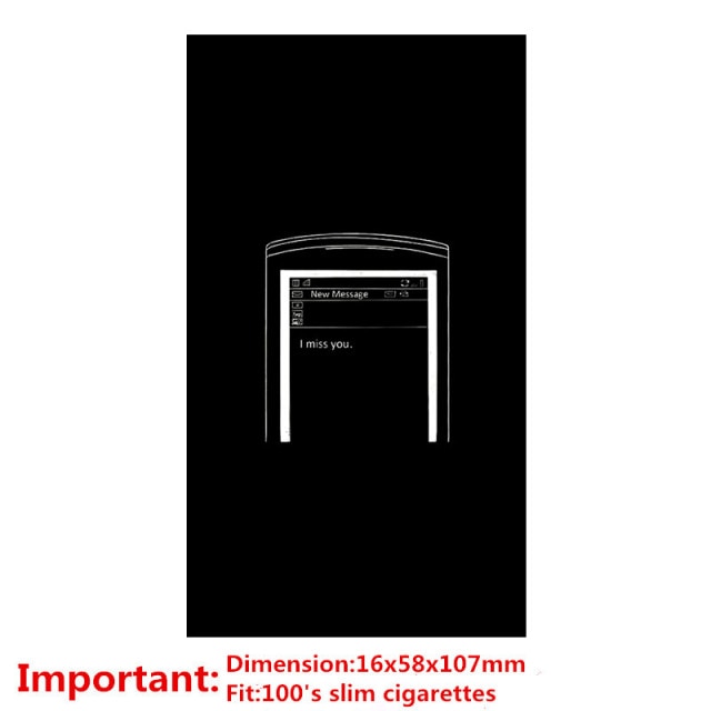 aluminium alloy black cigarette case for girl boy 20 metal cigarette boxes miss you (100mm)