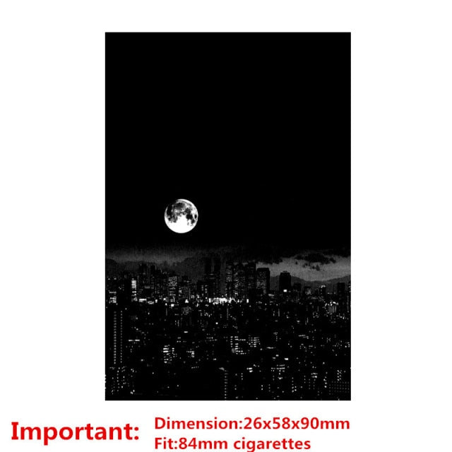 aluminium alloy black cigarette case for girl boy 20 metal cigarette boxes city night(84-88mm)