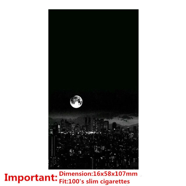 aluminium alloy black cigarette case for girl boy 20 metal cigarette boxes city night(for 100mm