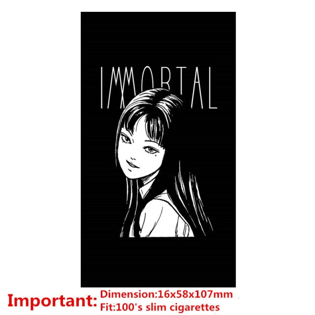 aluminium alloy black cigarette case for girl boy 20 metal cigarette boxes tomie (for 100mm)