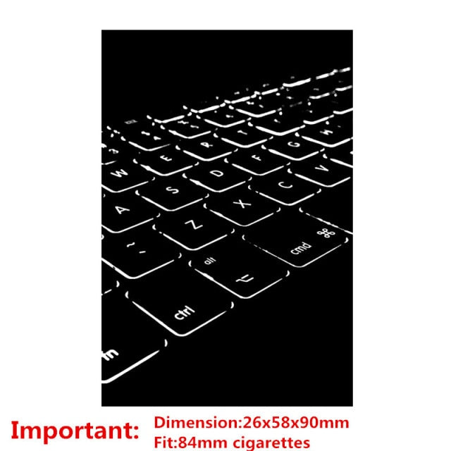 aluminium alloy black cigarette case for girl boy 20 metal cigarette boxes keyboard(for 84-88mm