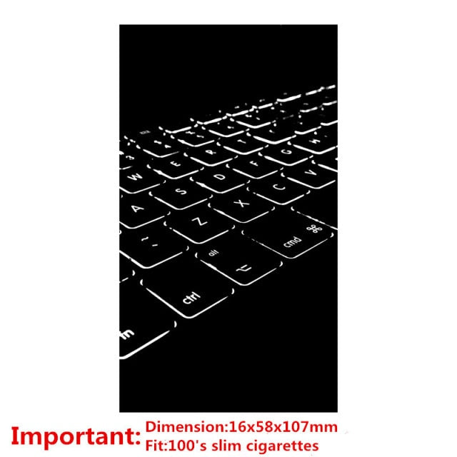 aluminium alloy black cigarette case for girl boy 20 metal cigarette boxes keyboard(for 100mm)