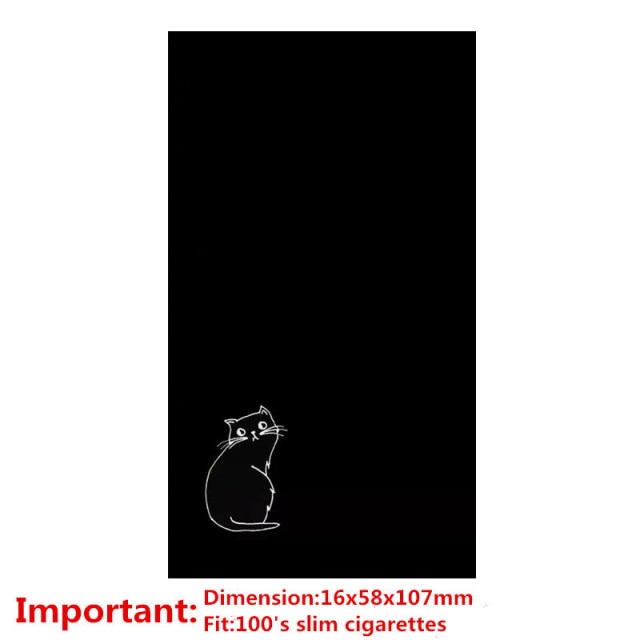 aluminium alloy black cigarette case for girl boy 20 metal cigarette boxes cat(for 100mm)