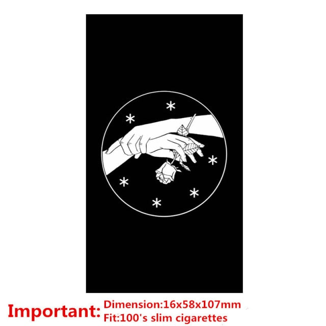 aluminium alloy black cigarette case for girl boy 20 metal cigarette boxes rose love(for 100mm)