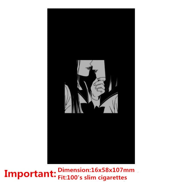 aluminium alloy black cigarette case for girl boy 20 metal cigarette boxes lured(for 100mm)