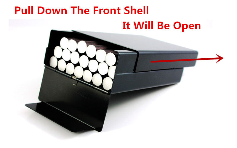 aluminium alloy black cigarette case for girl boy 20 metal cigarette boxes