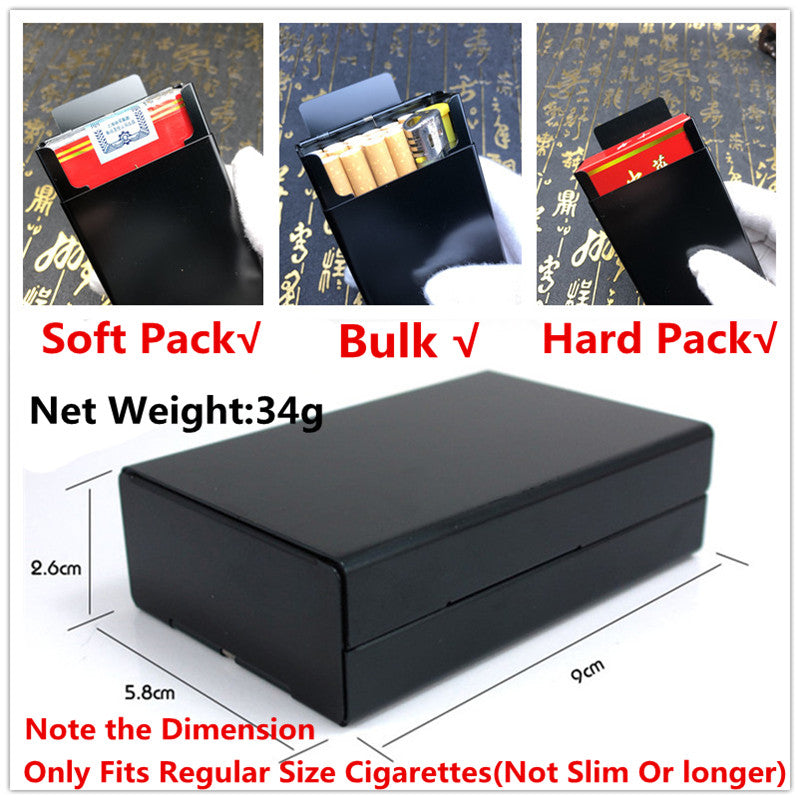 aluminium alloy black cigarette case for girl boy 20 metal cigarette boxes
