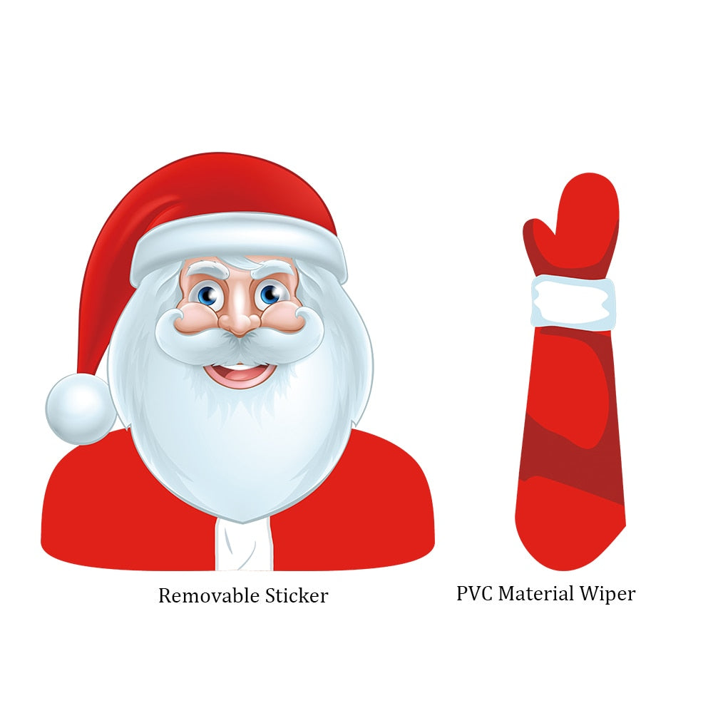 Car Stickers Cartoon Santa Claus Snowman & Elk Christmas Festive Car Rear Windshield Window Waving Wiper Stickers