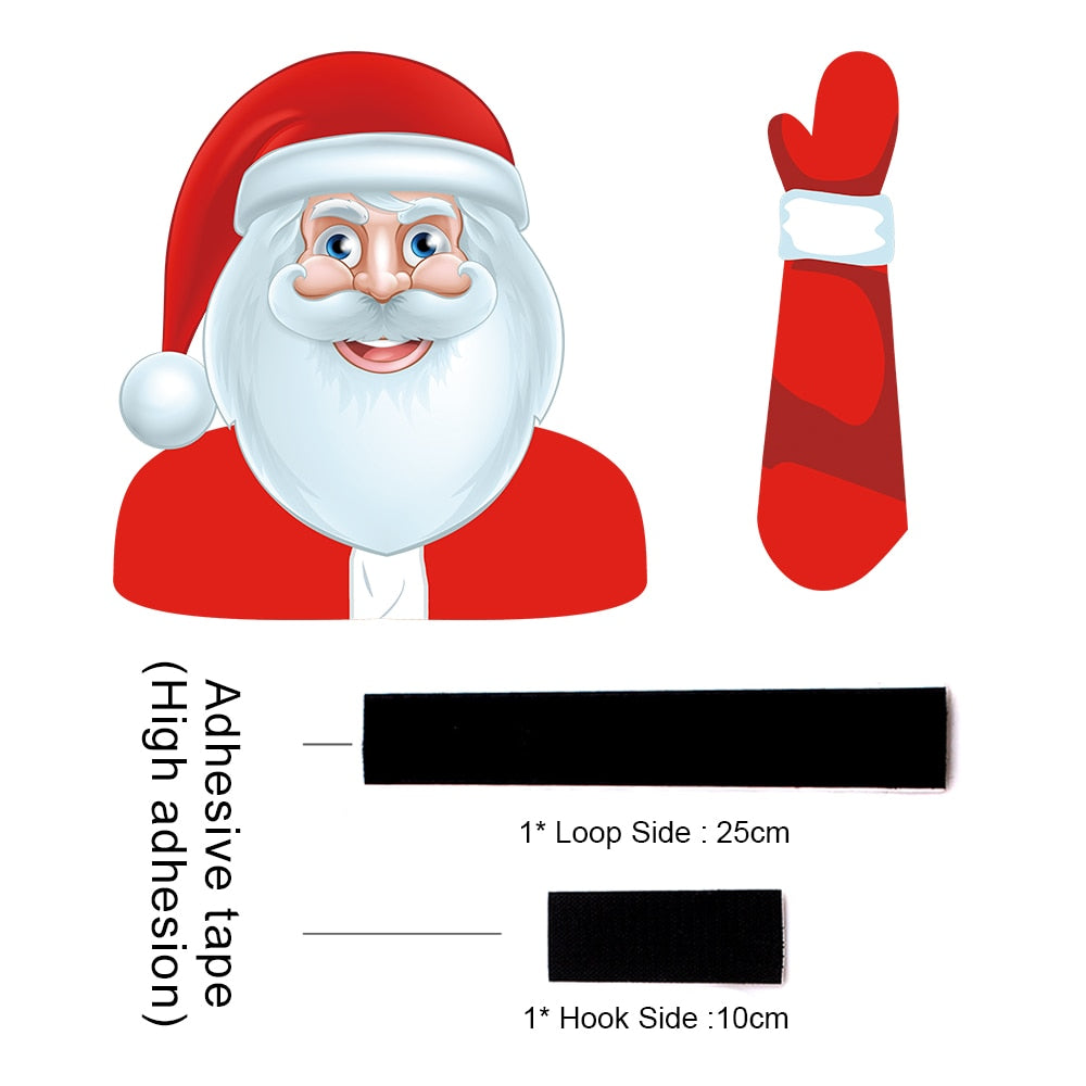 Car Stickers Cartoon Santa Claus Snowman & Elk Christmas Festive Car Rear Windshield Window Waving Wiper Stickers