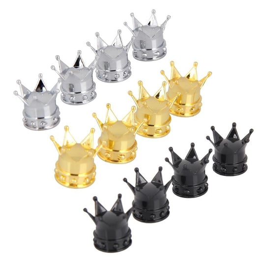 Professioanl Gold Crown Tyre Wheel Stem Air Valve Caps Tire Valve Auto Truck Bike