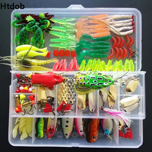 Set Spinner Crankbait Minnow Popper VIB Soft Hard Spoon Crank Baits Fishing Hooks Fishing Tools Tackle Box