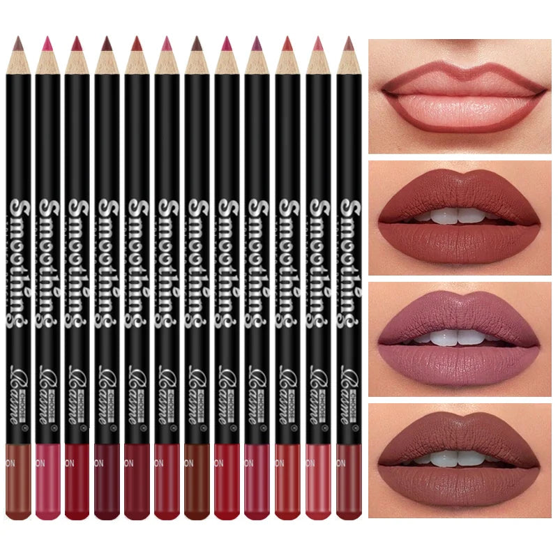 Long-Lasting Lipstick Set 12 pcs with Professional Lip Liner Pencil and Matte Lip Gloss for Women Valentine's Day Gifts