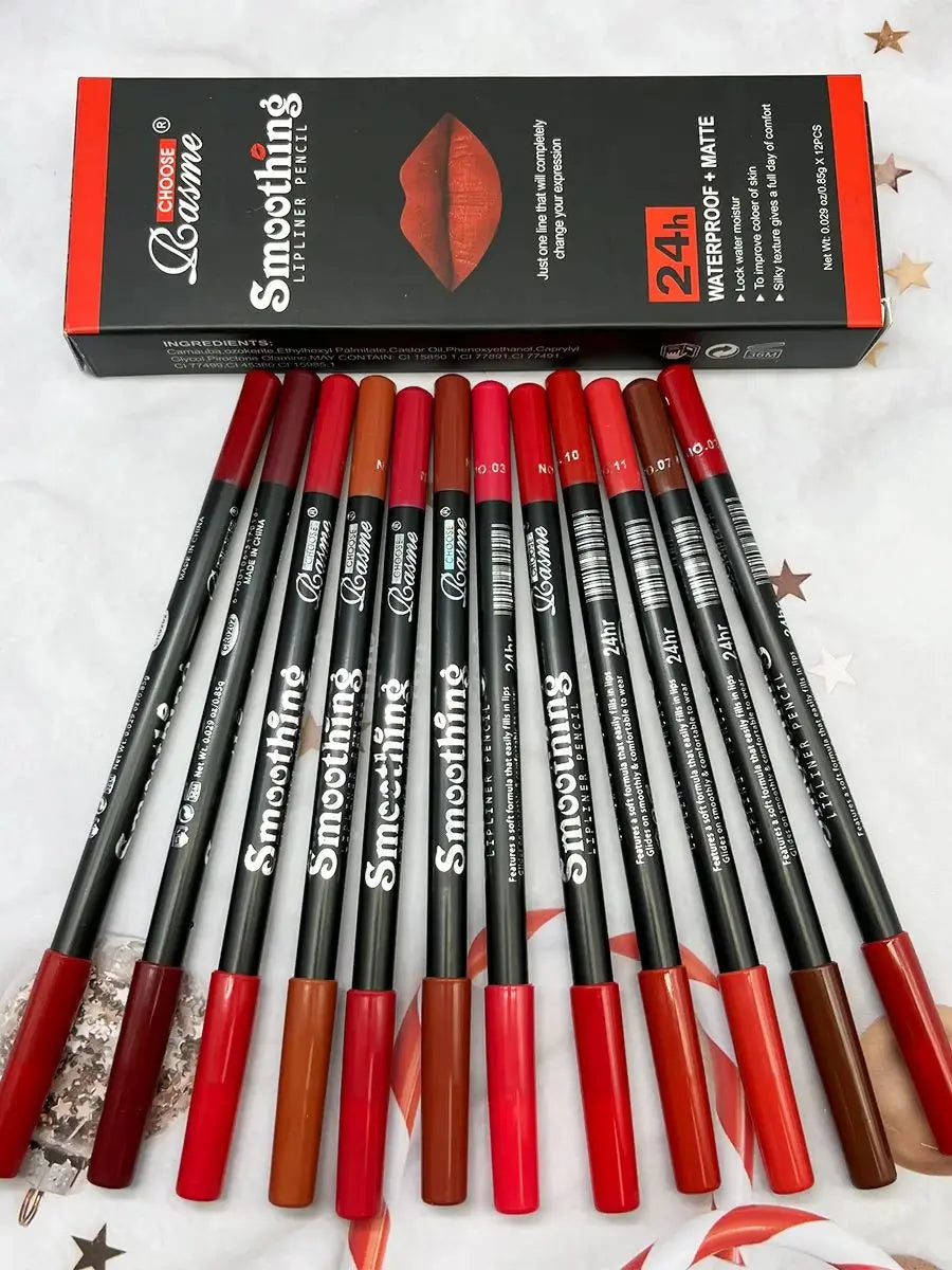 Long-Lasting Lipstick Set 12 pcs with Professional Lip Liner Pencil and Matte Lip Gloss for Women Valentine's Day Gifts