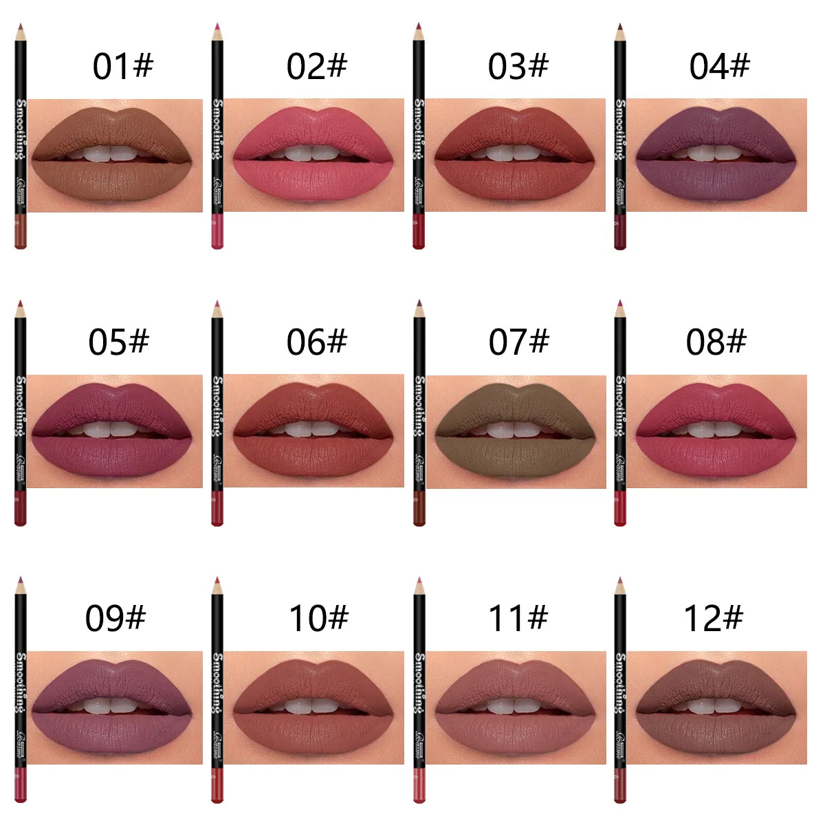 Long-Lasting Lipstick Set 12 pcs with Professional Lip Liner Pencil and Matte Lip Gloss for Women Valentine's Day Gifts
