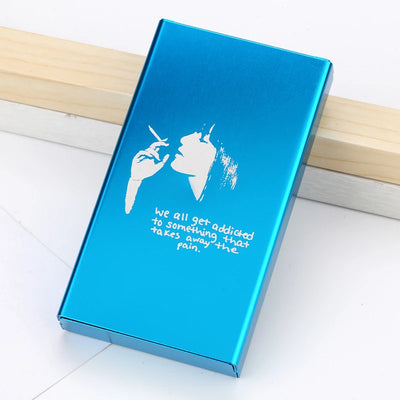 Slim Cigarette Case Box Ultra Thin Sliding Birthday Gift Girlfriend Personalized Custom Made Laser Engraving Gold Blue