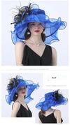 Fascinator Hat For Women Kentucky Derby Pink Organza Hats Ladies Tea Party Wedding Wide Brim Vintage Fedoras Hat