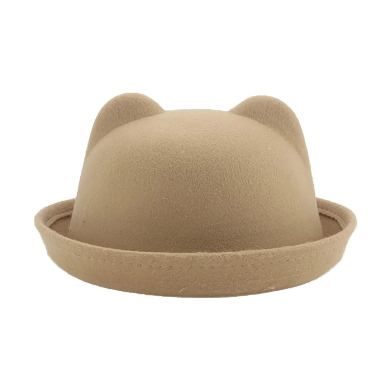 Fedoras Hats Boys Girls Small 52cm 54cm Felted Kids Hats Solid Camel Black Dress Formal Panama Women Hats