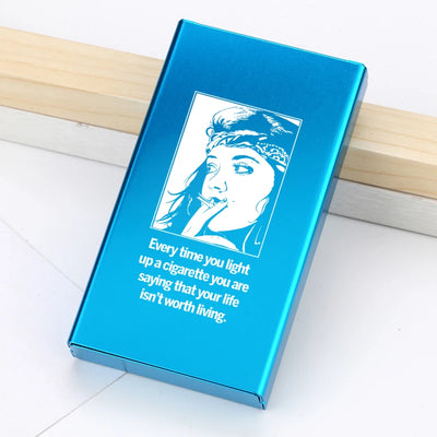 Slim Cigarette Case Box Ultra Thin Sliding Birthday Gift Girlfriend Personalized Custom Made Laser Engraving Gold Blue