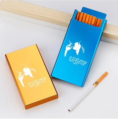 Slim Cigarette Case Box Ultra Thin Sliding Birthday Gift Girlfriend Personalized Custom Made Laser Engraving Gold Blue