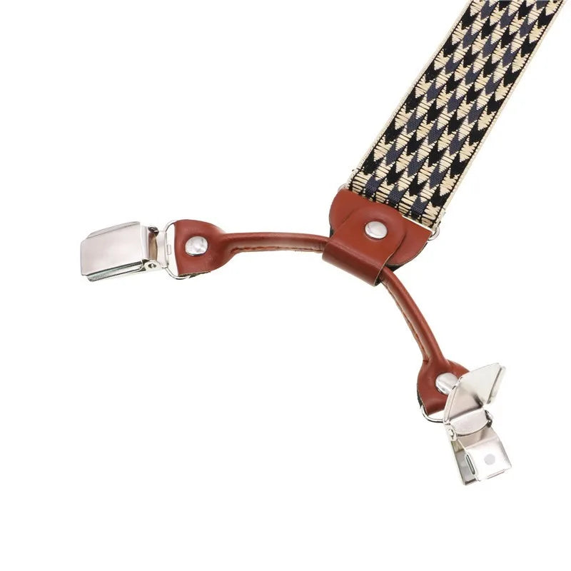 6 Clip Men's Suspenders Casual Fashion Unisex Braces Elegant Brown Leather Shirt Suspenders Adjustable Belt Strap Dad Gift
