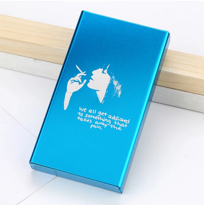 Slim Cigarette Case Box Ultra Thin Sliding Birthday Gift Girlfriend Personalized Custom Made Laser Engraving Gold Blue