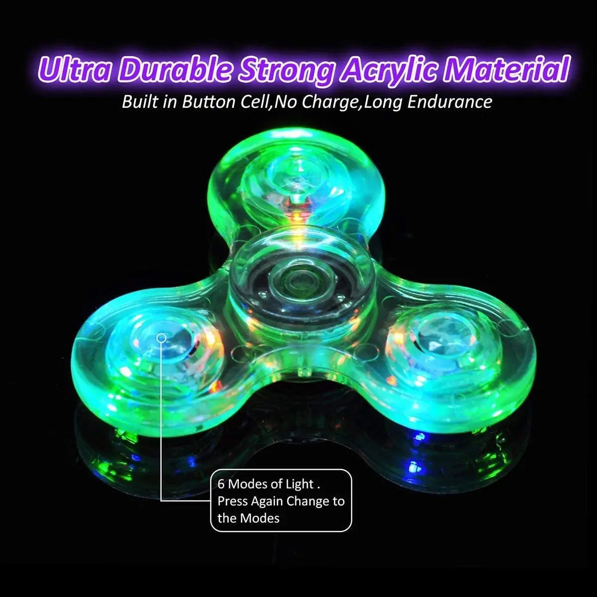 Fidget Spinner Luminous Finger Toy Hand Spinner Stress Reduction and Anxiety Relief Party Favors for Kids Adults