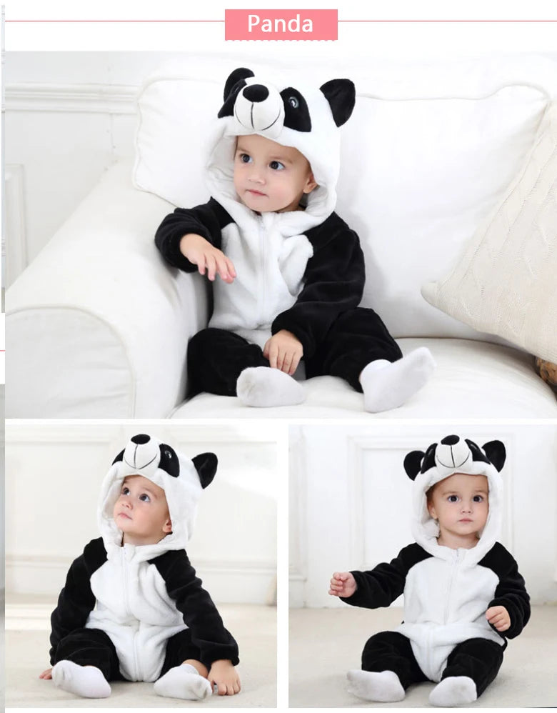 Baby Rompers Winter Costume Flannel for Girl Boy Toddler Infant Clothes Kids Overall Animals