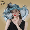 Fascinator Hat For Women Kentucky Derby Pink Organza Hats Ladies Tea Party Wedding Wide Brim Vintage Fedoras Hat
