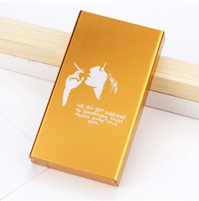 Slim Cigarette Case Box Ultra Thin Sliding Birthday Gift Girlfriend Personalized Custom Made Laser Engraving Gold Blue