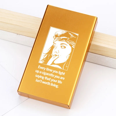 Slim Cigarette Case Box Ultra Thin Sliding Birthday Gift Girlfriend Personalized Custom Made Laser Engraving Gold Blue