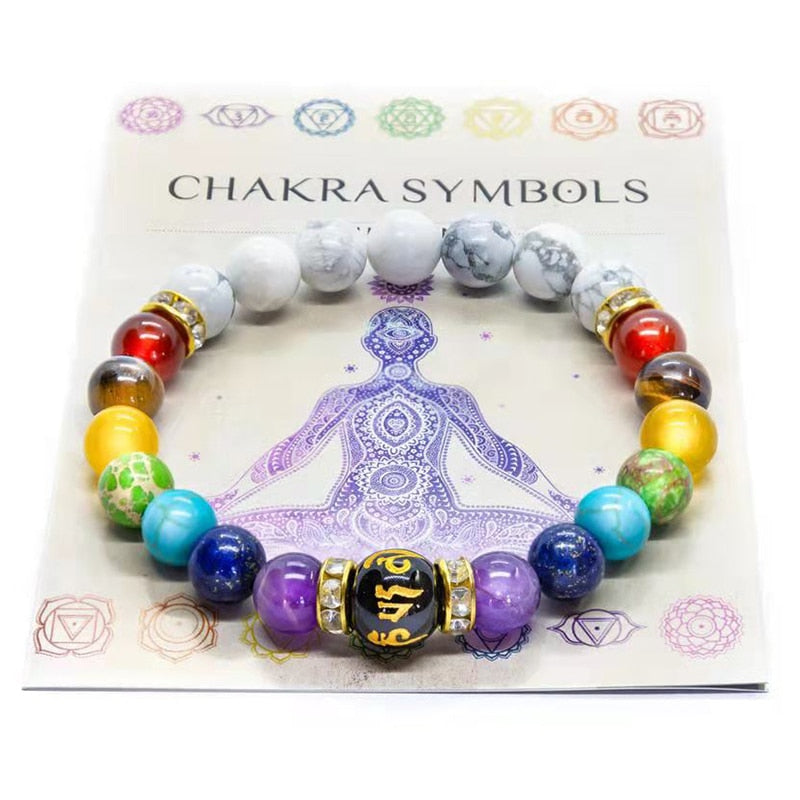 7 chakra bracelet for healing Natural Crystal Healing Anxiety Jewellery Mandala Yoga Meditation Bracelet Gift