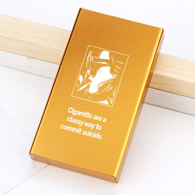 Slim Cigarette Case Box Ultra Thin Sliding Birthday Gift Girlfriend Personalized Custom Made Laser Engraving Gold Blue