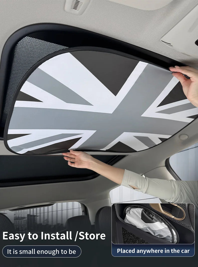Car Sunroof Sunshade Cover For Mini Cooper F56 F60 F55 R56 R60 F65 F66 Sunscreen Protector UV Heat Isolate Foldable Accessories