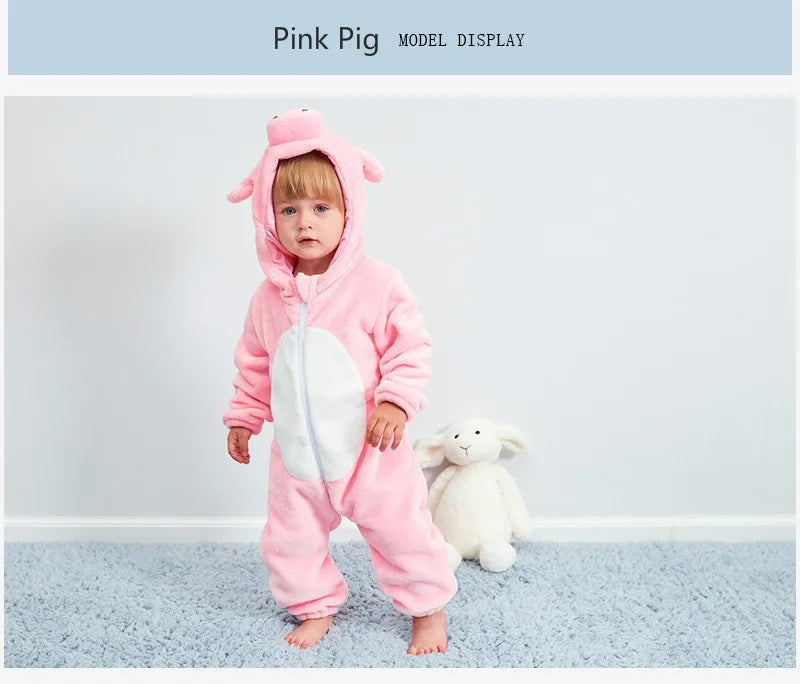 Baby Rompers Winter Costume Flannel for Girl Boy Toddler Infant Clothes Kids Overall Animals