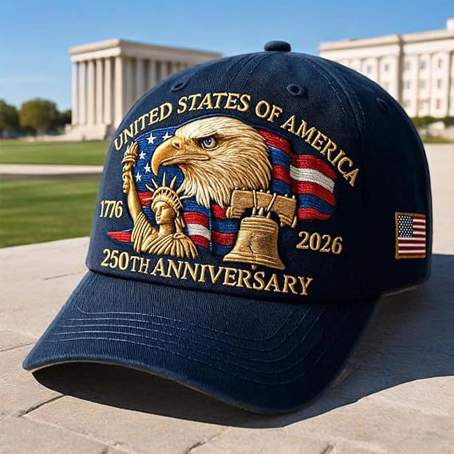 US 250th Anniversary Cap Adjustable Retro Washed Patriotic Cap US 250th Anniversary Tribute Hat Patriotic Baseball Cap for Men and Women