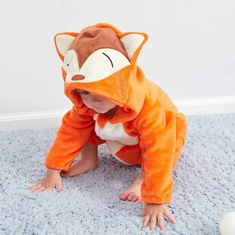 Baby Rompers Winter Costume Flannel for Girl Boy Toddler Infant Clothes Kids Overall Animals