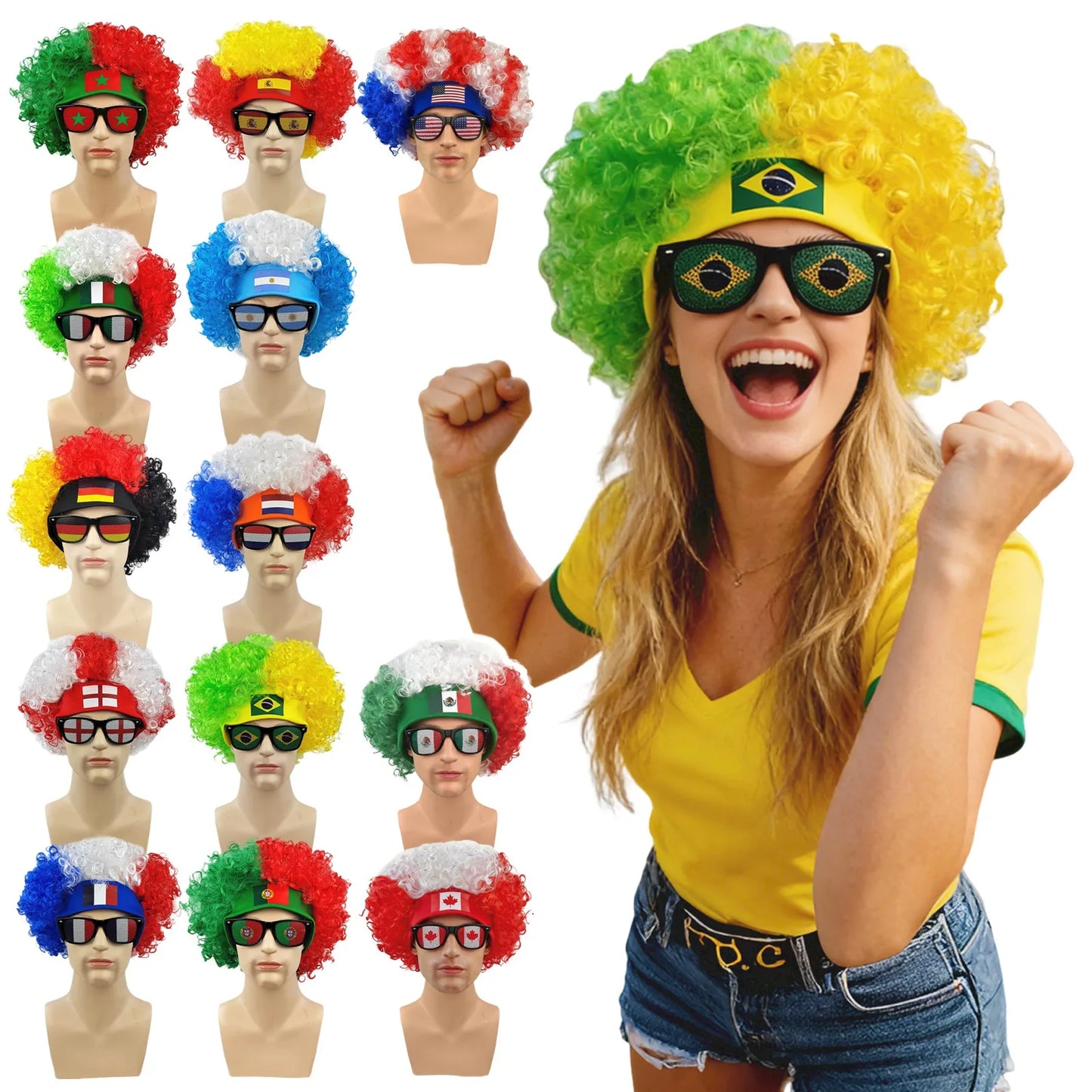 Football Fans Caps Costume Party Wig Decor Supplies Cosplay Headdress for Kids Adults, Perfect For Cheering The Game