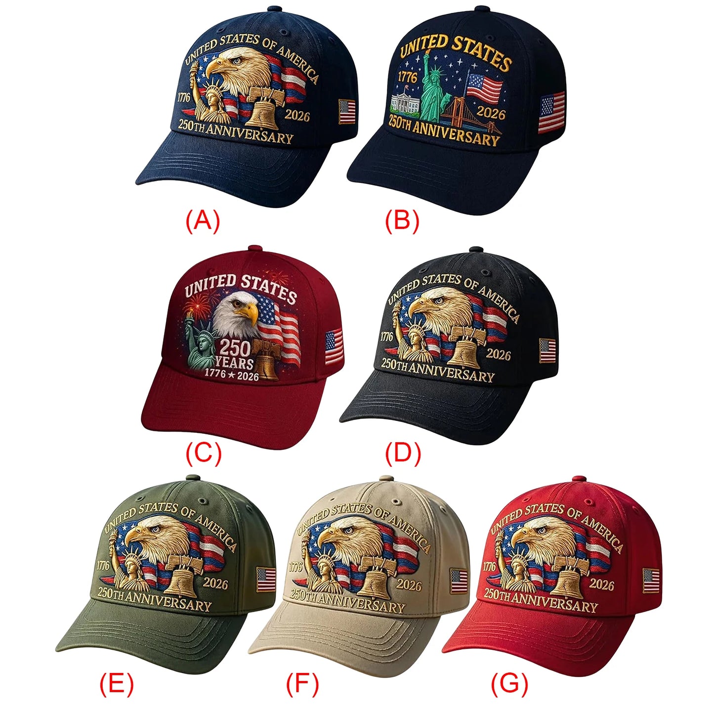 US 250th Anniversary Cap Adjustable Retro Washed Patriotic Cap US 250th Anniversary Tribute Hat Patriotic Baseball Cap for Men and Women