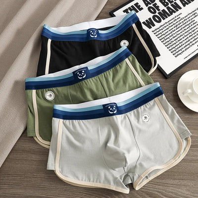 Antibacterial Big U Mesh Breathable Crotch Men's Panties 100% Cotton Trendy Underpants High Elastic Waist Boxers