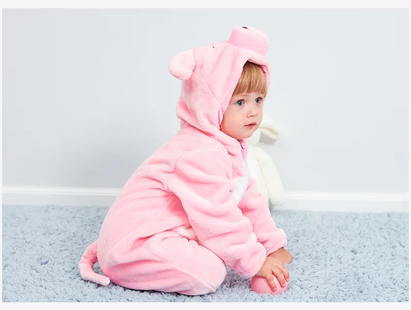 Baby Rompers Winter Costume Flannel for Girl Boy Toddler Infant Clothes Kids Overall Animals
