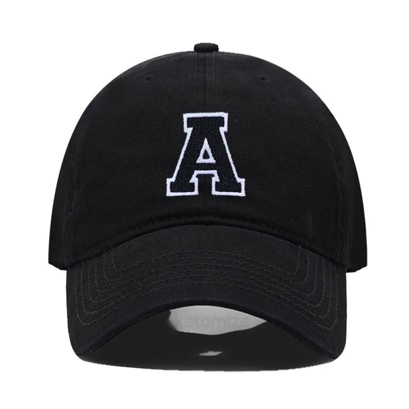 Letter A-Z Embroider Baseball Cap For Men Womne High Quality Soft Cotton Fashion Team Sport Visors Snapback Caps