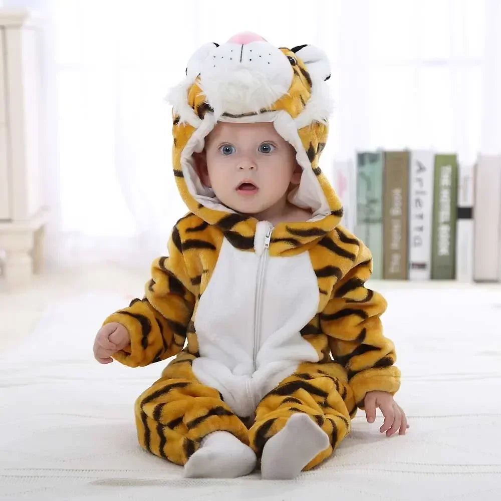 Baby Rompers Winter Costume Flannel for Girl Boy Toddler Infant Clothes Kids Overall Animals
