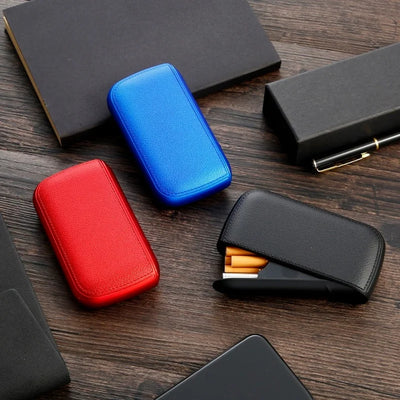 Leather Cigarette Case with USB Tungsten Electronic Lighter Cigarette Case Men's Exquisite Gift Cigarette Tool