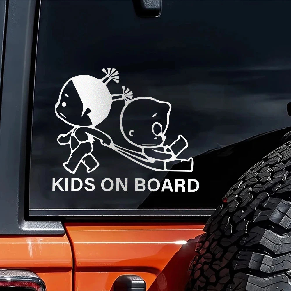 Reflective Kids On Board Safety Warning Sign Car Body Window Windshield Creative Vinyl Decal Sticker Decoration Auto Accessories